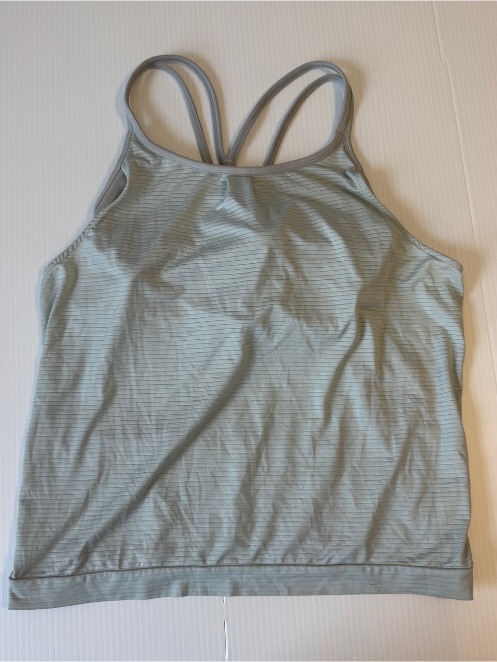 Athleta Powervita High Neck Shelf Bra Tank Top Sage Green Yoga Medium Athleisure